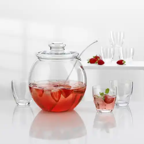 Bowle-Set Libera 4500 ml Glas Schale Schöpfer 6 Becher Angebot